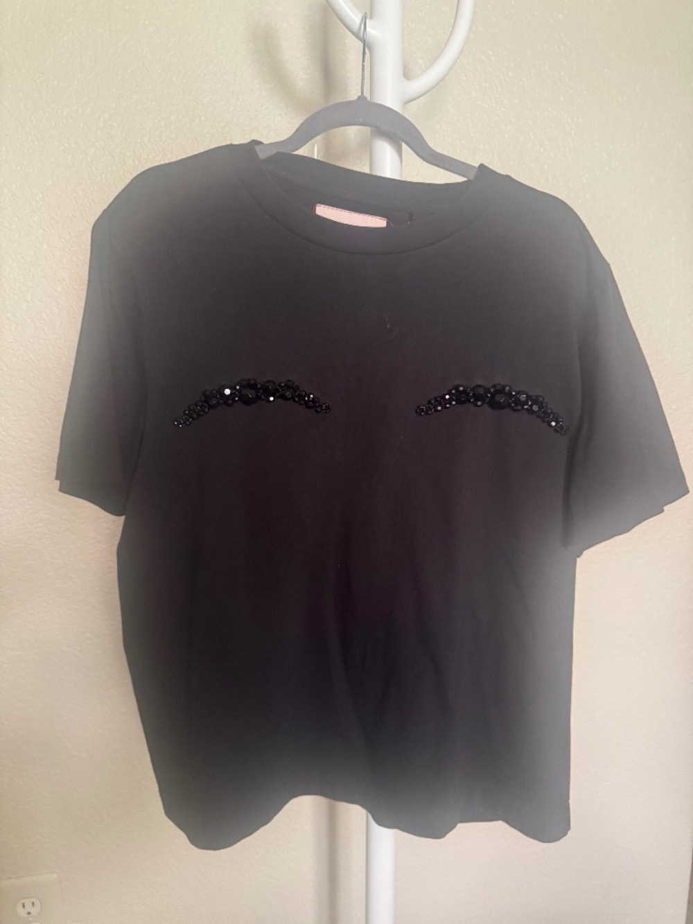 Simone Rocha x H&M Black Beaded Appliqué T-Shirt Size L Limited Edition